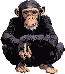 Chimpanzee Vector Side View