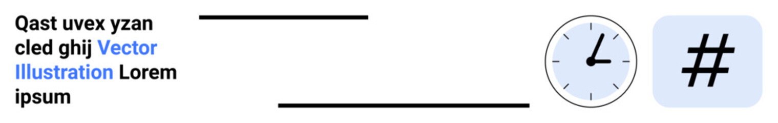 Obraz premium Text lines paired with a clock icon and a metadata tag on a clean layout. Ideal for presentations, time management, modern data, scheduling, digital marketing, social media, simple landing page