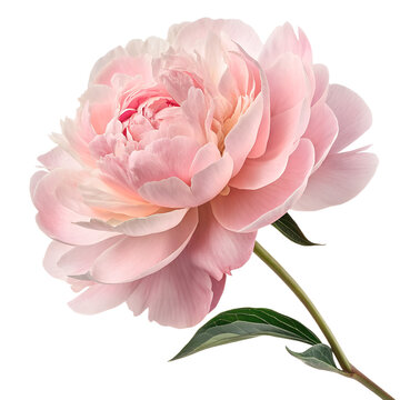 Soft Pink Peony Flower Isolated on Transparent Background, Layered Silky Petals Luxury PNG