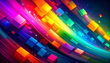 Abstract grid of multicolored squares with swirling paint textures and fluid motion.