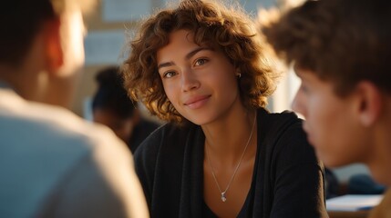 Social worker visiting a school to meet with students facing emotional difficulties, collaborating with teachers and parents, and implementing strategies for mental health support and academic