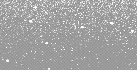 Christmas snow. Falling snowflakes on a dark background. Snowfall. Vector illustration.