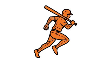 Obraz premium Baseball player running with bat over shoulder dynamically