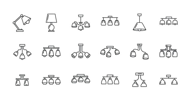 Collection of modern minimalist light fixtures vector illustration