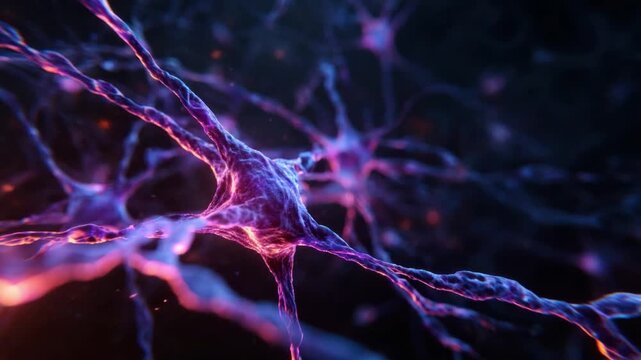 The Neuron Symphony: A captivating and detailed image unveils the intricate beauty of interconnected neurons, pulsating with vibrant energy and colors.