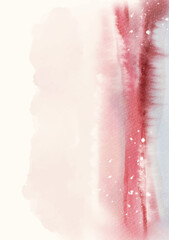 Minimal abstract watercolor with soft red and pale blue horizontal washes on white, creating an airy artistic background with calm mood. vector