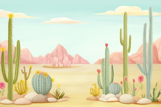 Painting of Cactusorder border cactus backgrounds outdoors.