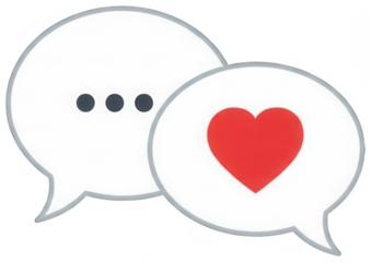 White Speech Bubble png Red Heart Bubble cutout Chat Icon Message png Dialogue Box Vector cutout Talk Balloon Graphic png Love Symbol Icon isolated transparent background image