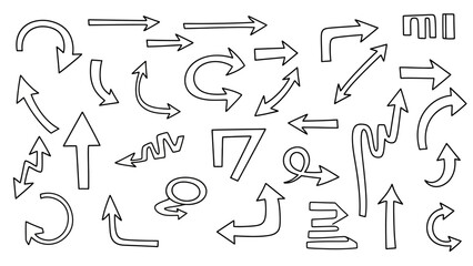 Obraz premium Diverse Hand-Drawn Arrow Collection: Directional Symbols for Design and Navigation