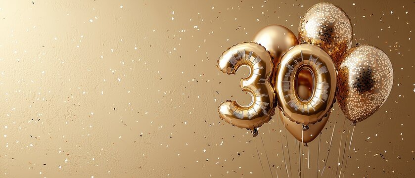 Golden 30th Birthday Celebration with Festive Balloons