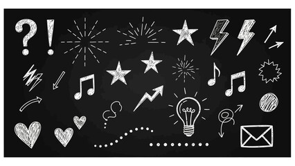 Hand-drawn Chalkboard Doodles: Stars, Hearts, Lightbulbs, and Arrows Collection © Refina