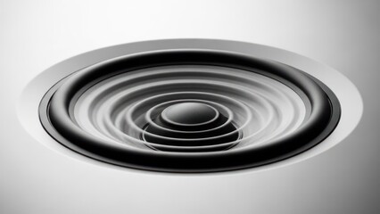 Speaker emanating concentric sonic waves, against a white background