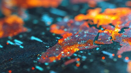 Visualization of a world map in vibrant colors with a dark background