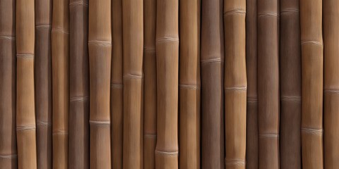 Brown bamboo sticks creating a textured fence or wall, offering a natural and organic background suitable for environmental themes and design elements