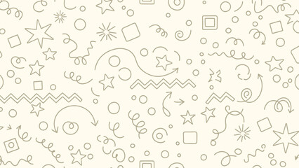 Obraz premium Seamless pattern of hand-drawn party doodle elements on a light background