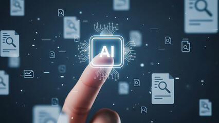 Interactive ai technology concept with digital elements