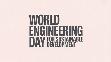 Bold dark text announces World Engineering Day for Sustainable Development on a soft light colored background