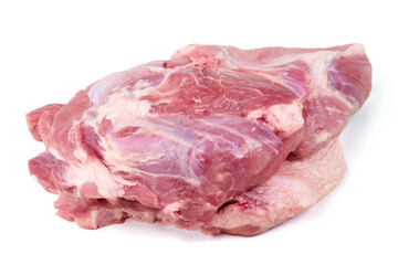 Raw Pork Shoulder, isolated on white background