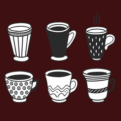 bundle of 6 8 unique black fill silhouette designs 5 isolated on white background