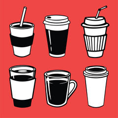 bundle of 6 8 unique black fill silhouette designs 6 isolated on white background