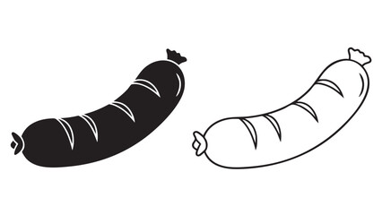 Two sausage illustrations on transparent background silhouette