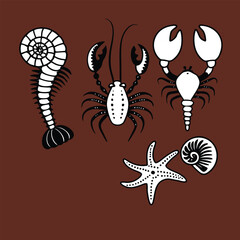 bundle of 6 8 unique black fill silhouette designs 13 isolated on white background