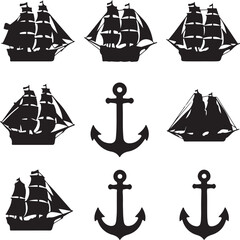 bundle of 6 8 unique black fill silhouette designs 20 isolated on white background