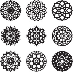 bundle of 6 8 unique black fill silhouette designs 19 isolated on white background