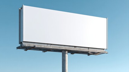 Obraz premium Blank Billboard Mockup Against Clear Blue Sky, Ready for Advertising Campaign Placement, Outdoor Promotion