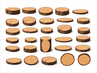 Fototapeta premium Collection of Wooden Slices and Logs for Crafting and Decor