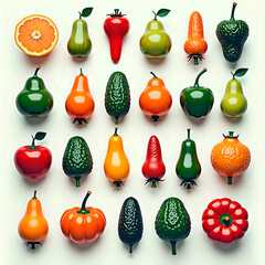 Assorted Fruits and Vegetables Still Life Arrangement