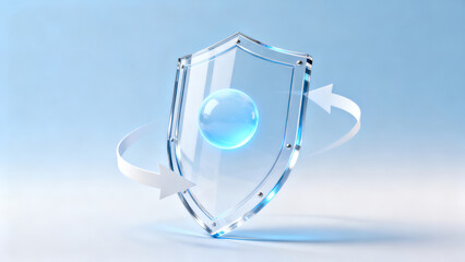 Dreamy Transparent Crystal Shield 3D Rendering