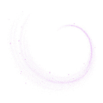 Shimmering purple magical glitter arc with sparkling particles and star flares. Transparent PNG overlay for fantasy designs, frames, invitations, social media, posters, and motion graphics effects.