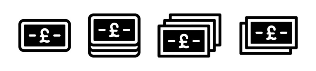 Fototapeta premium Pound sterling stack of notes icon vector design