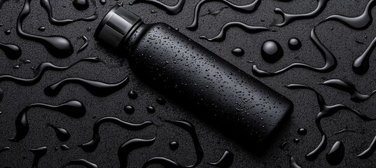 Artistic close up of reusable water bottle showcasing unique condensation patterns and design