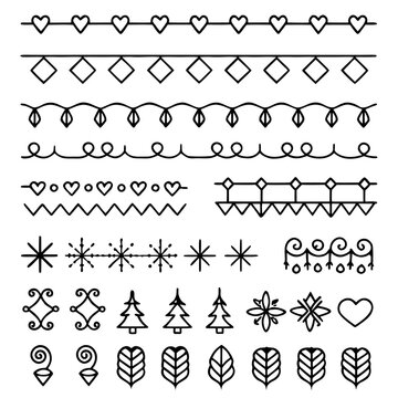 Decorative border and icon vector set for design projects
