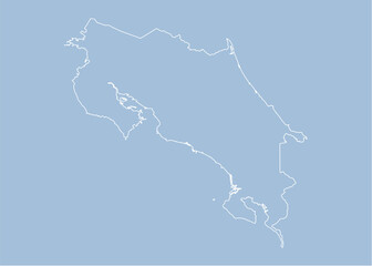 Vector outline map Costa Rica line border country