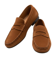 Stylish brown loafers for men fashionable footwear isolated on transparent background