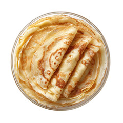 Crepes, plate, top view, transparent isolated on with white background(1)