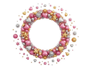 Obraz premium Colorful holiday wreath isolated on transparent background
