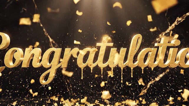 A congratulations text effect with gold color