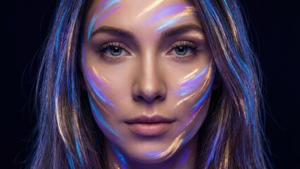 Stunning Portrait of a Woman with Neon Light Effects
