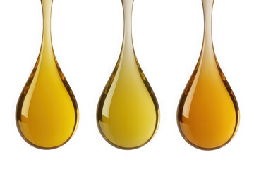 Amber oil drops isolated subject with transparency for design