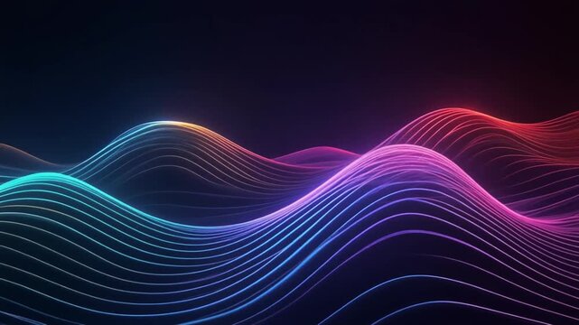 Abstract Luminous Digital Sound Waves Art