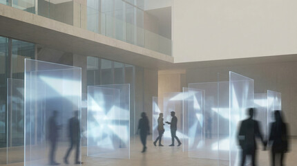 Layered digital society concept with overlapping human silhouettes