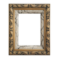Marble and gold frame with isolated subject on transparency