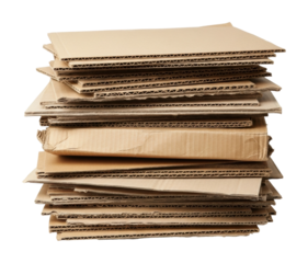 Organizing cardboard boxes for efficient storage at home office setup isolated on transparent background