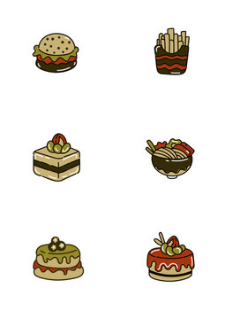 fast food icons set