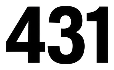 Obraz premium Dynamic display of number 431 in creative graphic design isolated on transparent background