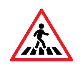 Warning sign showing pedestrian crossing ahead road safety